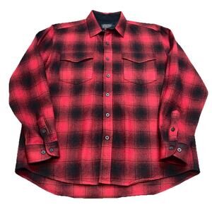 Pendleton Guide Shirt Men’s Red Plaid Wool Size L Mexico Washable Recent